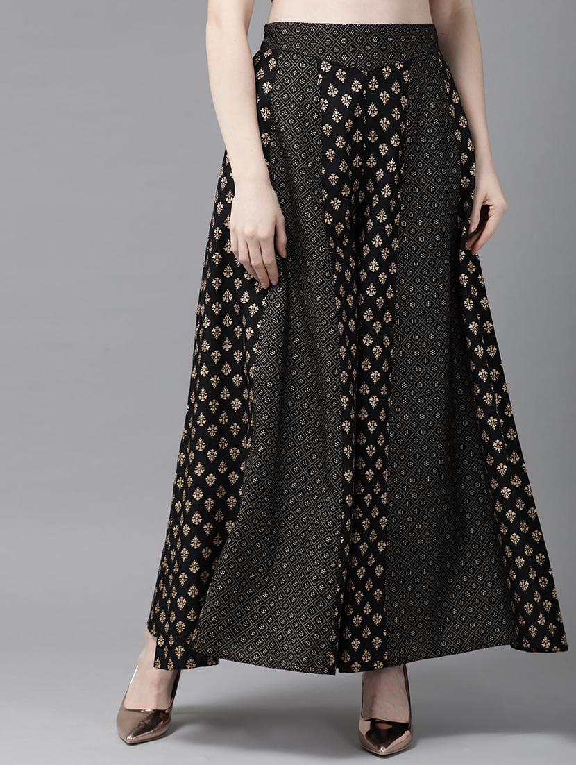 foil print flared palazzo - 16953159 -  Zoom Image - 0
