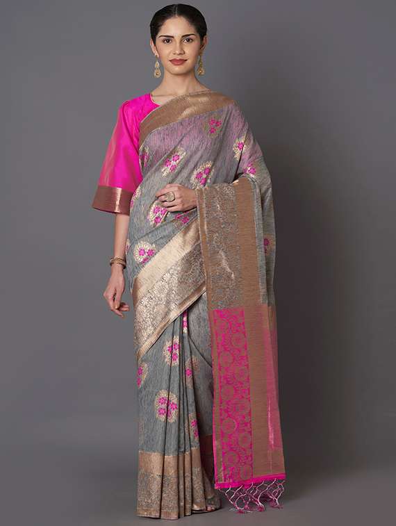 self design banarasi saree with blouse