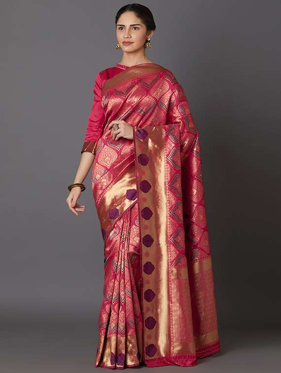 self design banarasi saree with blouse