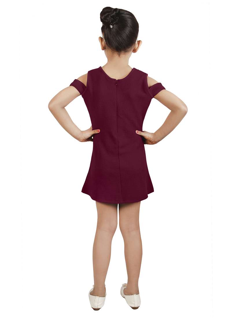 girls v neck cold shoulder frock - 16954618 -  Standard Image - 2