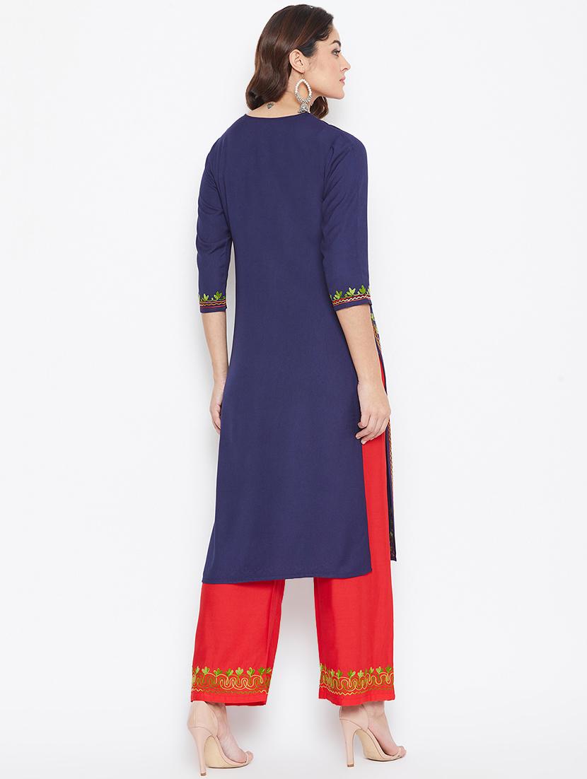 embroidered kurta palazzo set - 16956615 -  Standard Image - 2