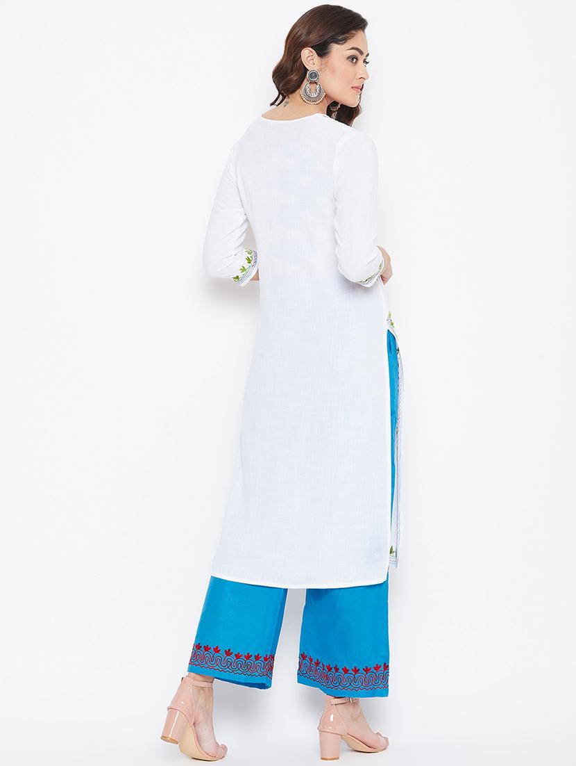 embroidered kurta palazzo set - 16956616 - Standard Image - 2