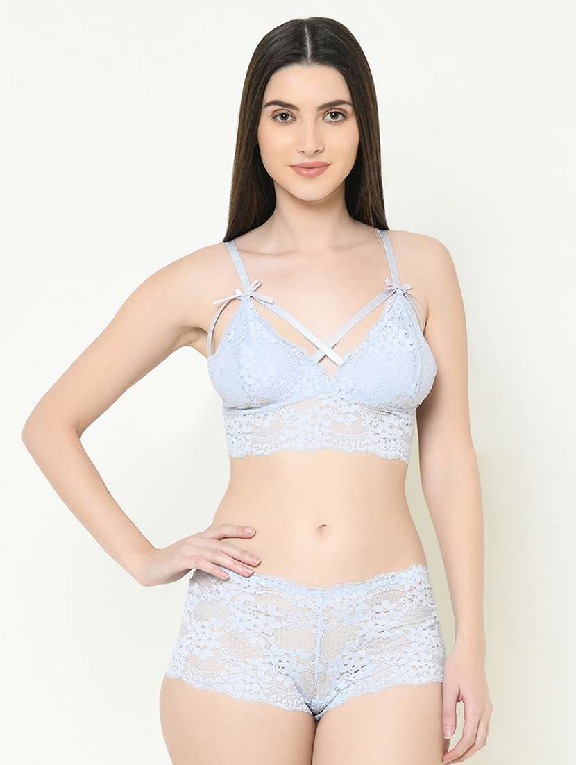 laced bralette bra with panty set 