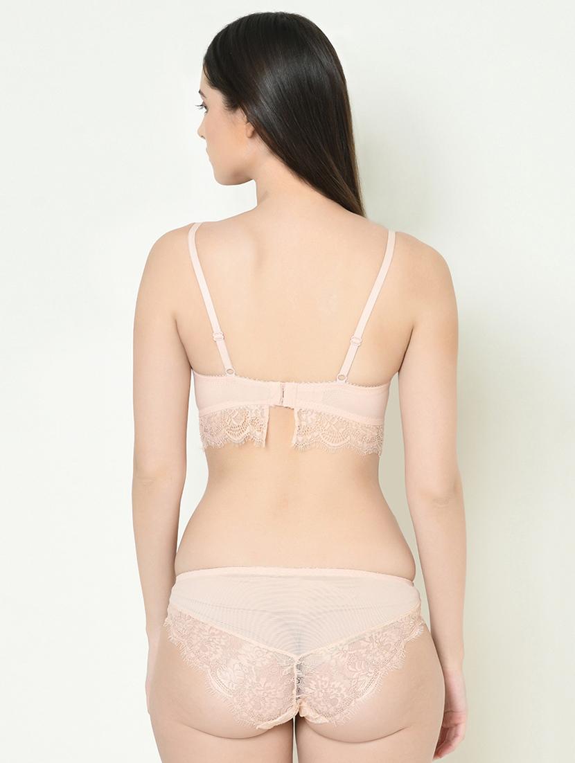laced plunge bra with bikini panty set - 16958006 - Standard Image - 2