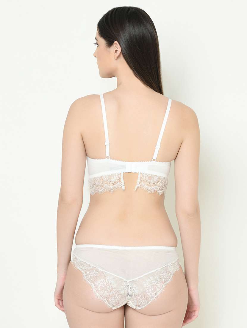 laced plunge bra with bikini panty set - 16958007 - Standard Image - 2