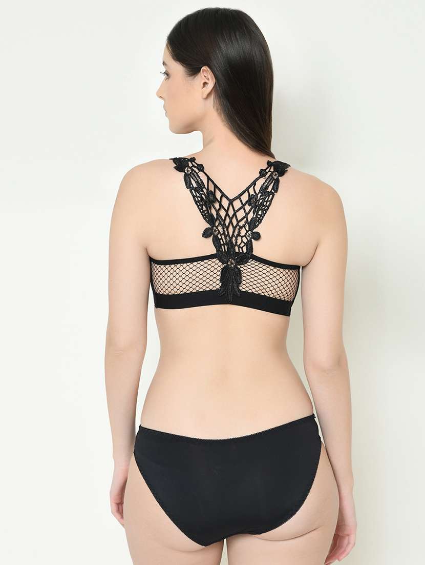 styled back bra with mesh detail panty set  - 16958012 -  Standard Image - 2