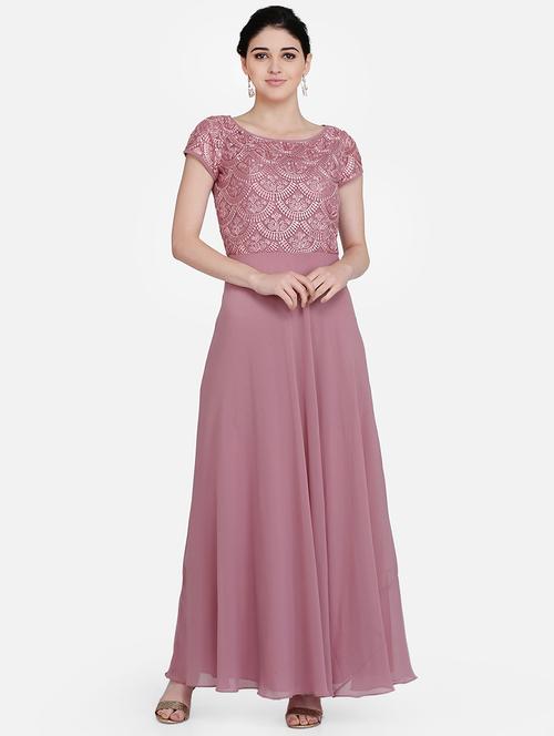 embroidered panel party gown - 16958262 -  Standard Image - 0