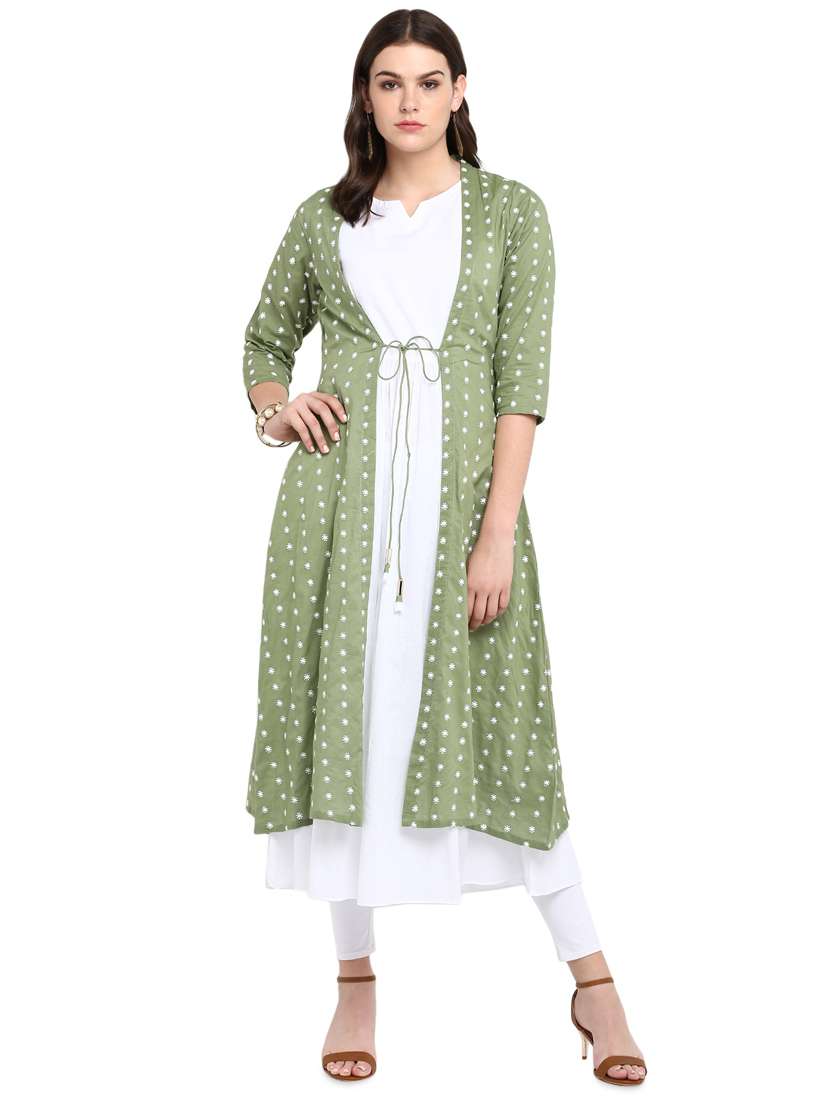 embroidered kurta with jacket kurta
