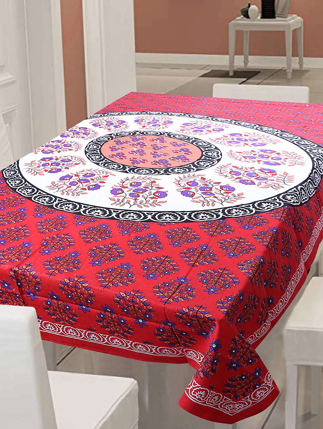 cotton jaipuri print 6 to 8 seater table cloth cover - 16960318 - Zoom Image - 0