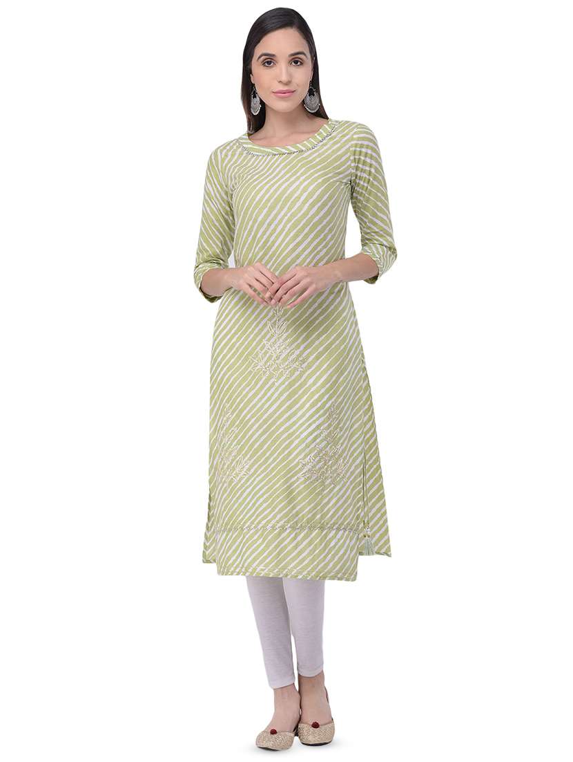 leheriya print straight kurta