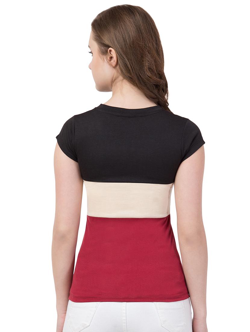 v neck color block tee - 16963233 - Standard Image - 2