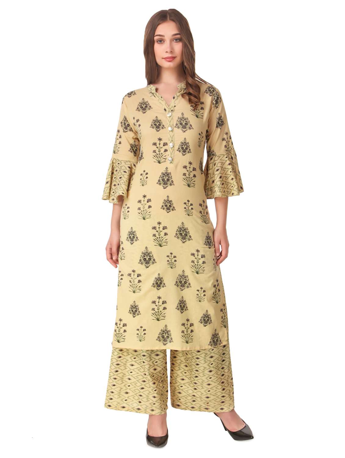 bell sleeves kurta palazzo set
