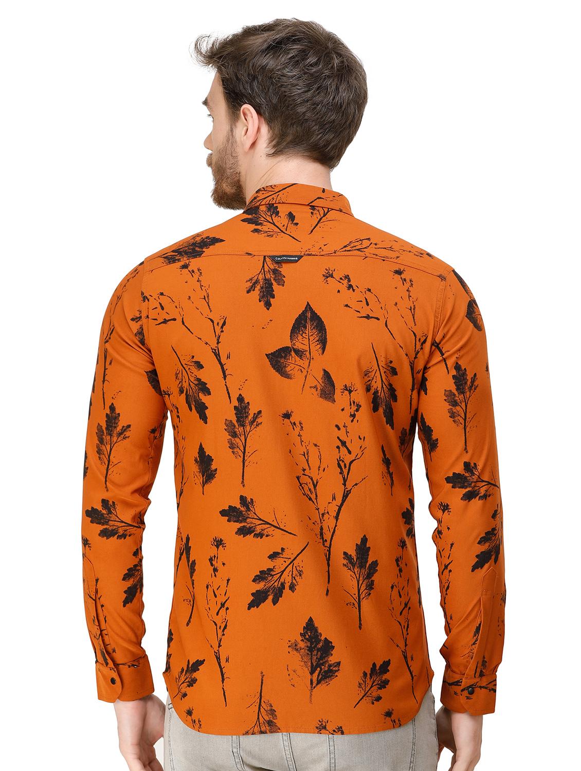 orange floral print casual shirt - 16970017 - Standard Image - 2