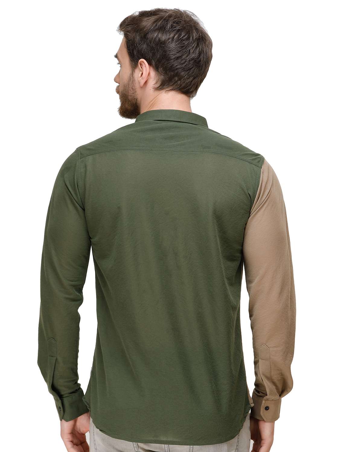 green color block casual shirt - 16970025 - Standard Image - 2