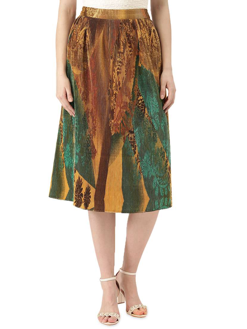 accordion pleat printed skirt 