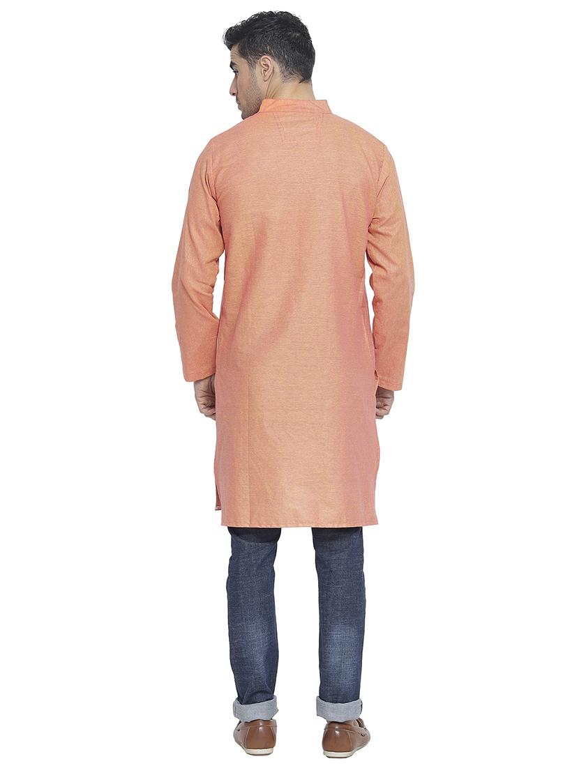 orange solid long kurta - 16970834 - Standard Image - 2