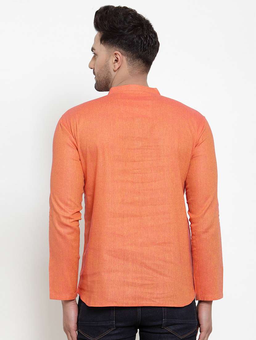 orange solid short kurta - 16970835 -  Standard Image - 2