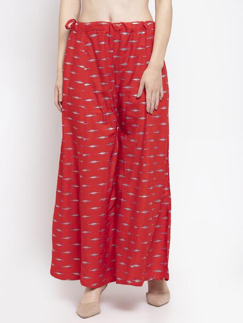 red printed flared palazzo - 16971235 -  Standard Image - 0