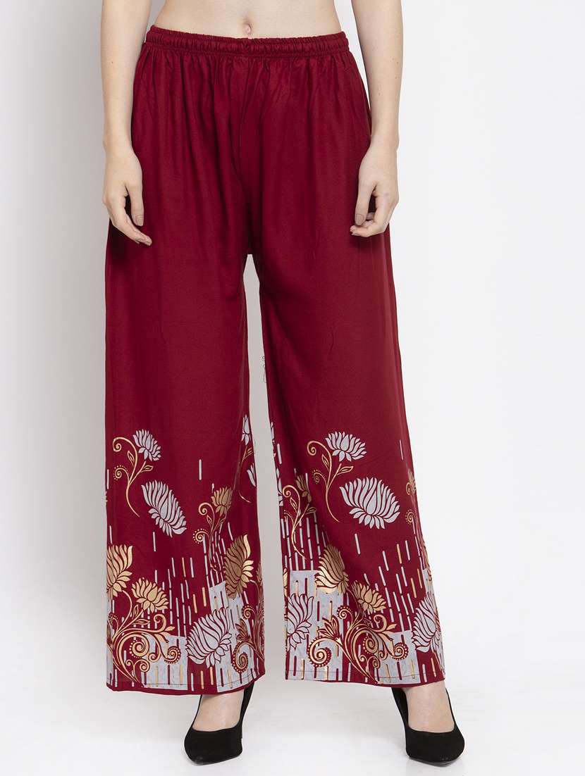 red florals straight palazzo 