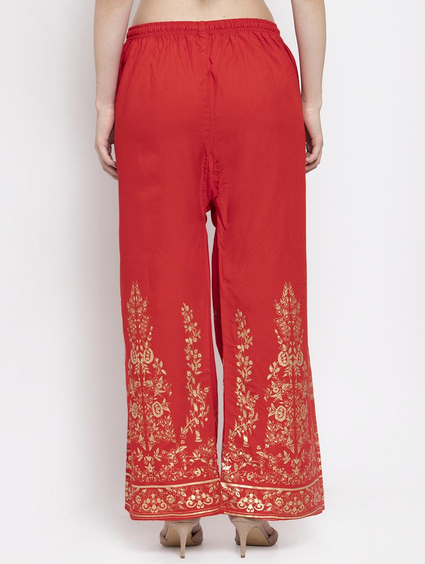 red foil print straight palazzo - 16971295 - Standard Image - 2