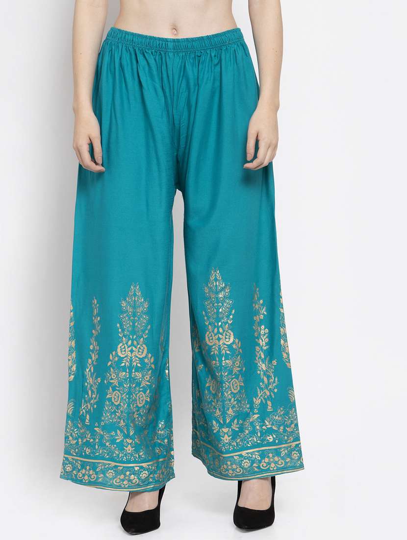 printed hem flared palazzo 