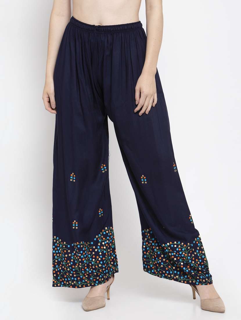 printed hem straight palazzo 