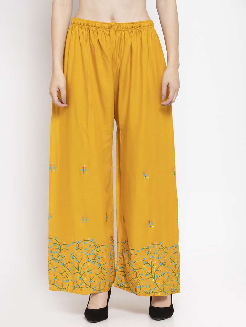 printed hem straight palazzo 