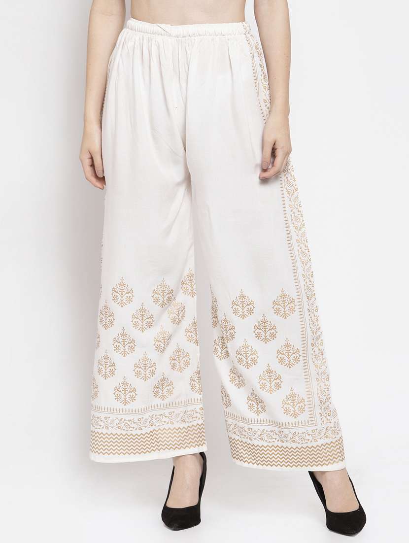 printed detail flared palazzo