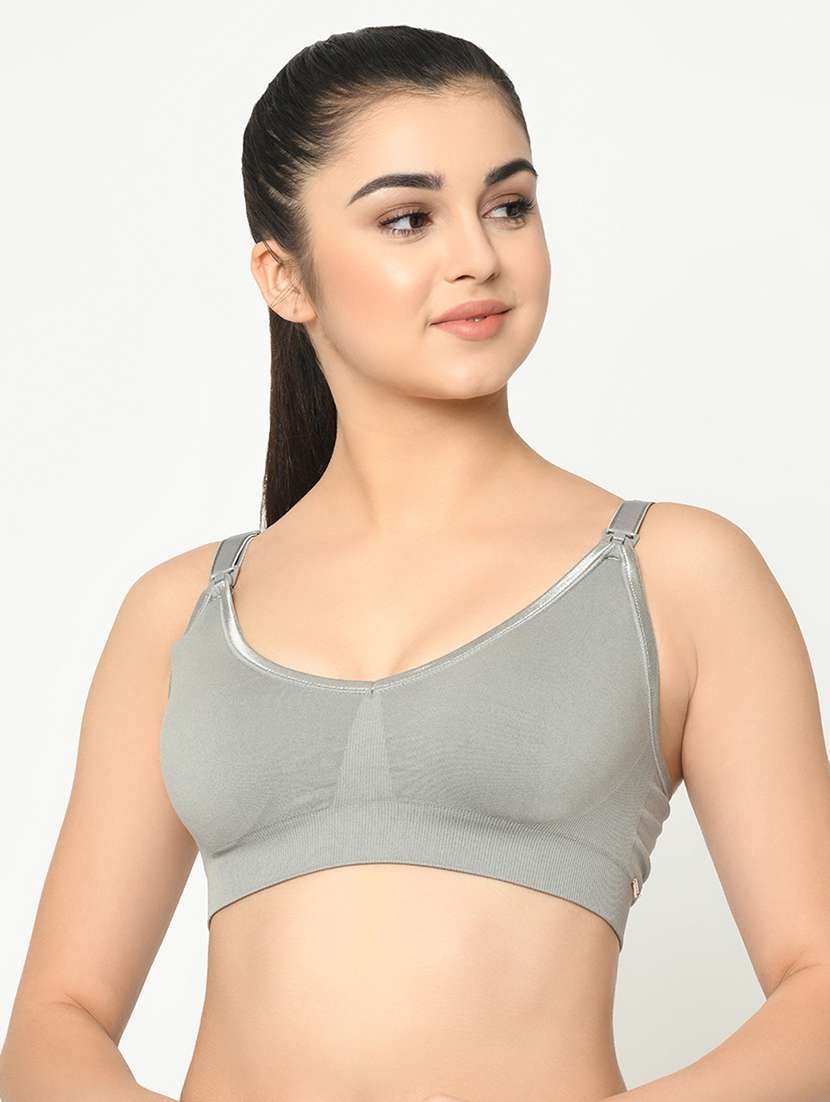 grey nylon maternitynursing bra