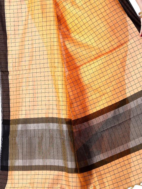 checkered chanderi saree with blouse - 16972409 - Standard Image - 2