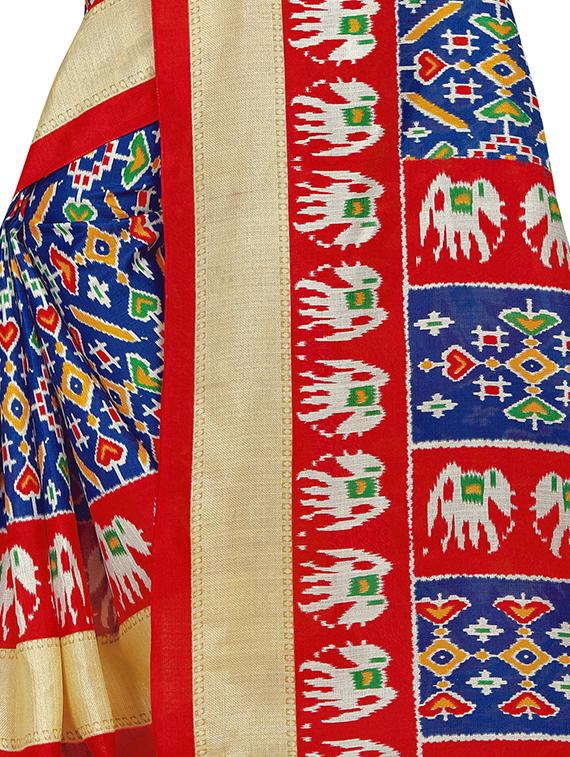 ikat printed saree with blouse - 16973423 - Standard Image - 2