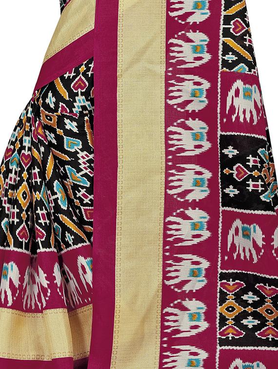 ikat printed saree with blouse - 16973424 - Standard Image - 2