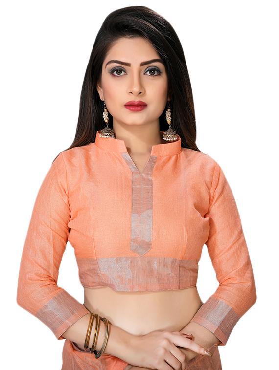 plain woven saree with blouse - 16974236 - Standard Image - 2