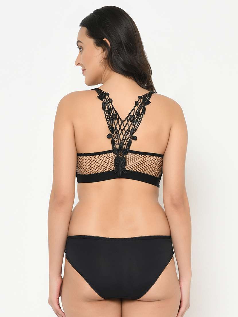 lace panel bralette with panty set - 16976231 - Standard Image - 2