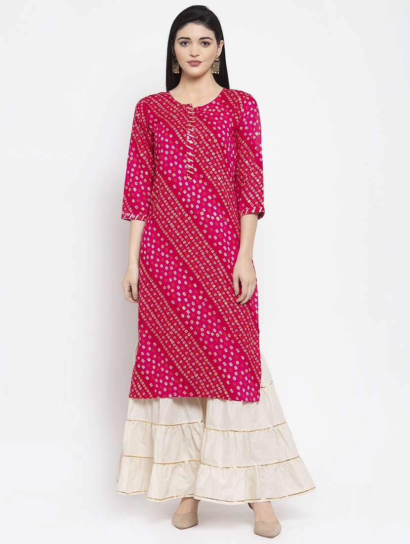 bandhani straight kurta
