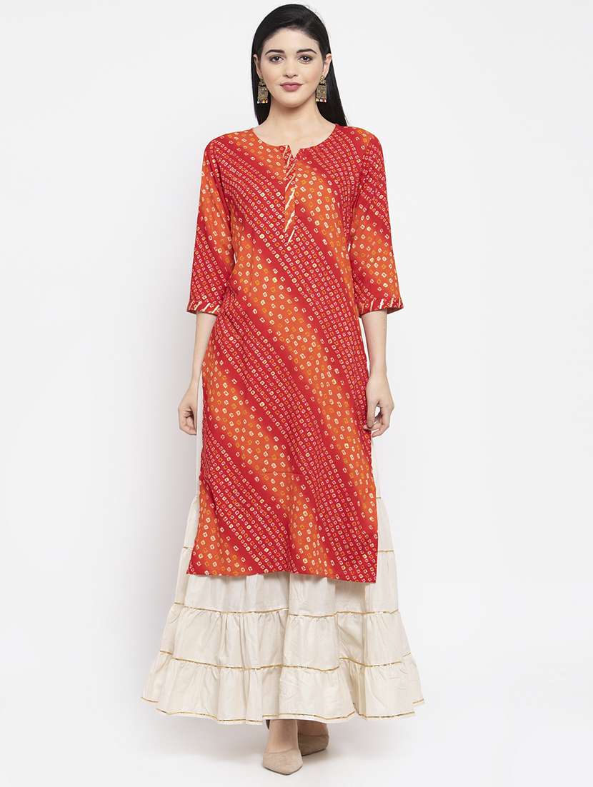 bandhani straight kurta