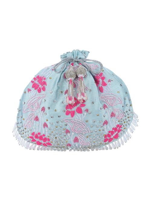 blue silk quirky potli - 16978679 -  Standard Image - 0