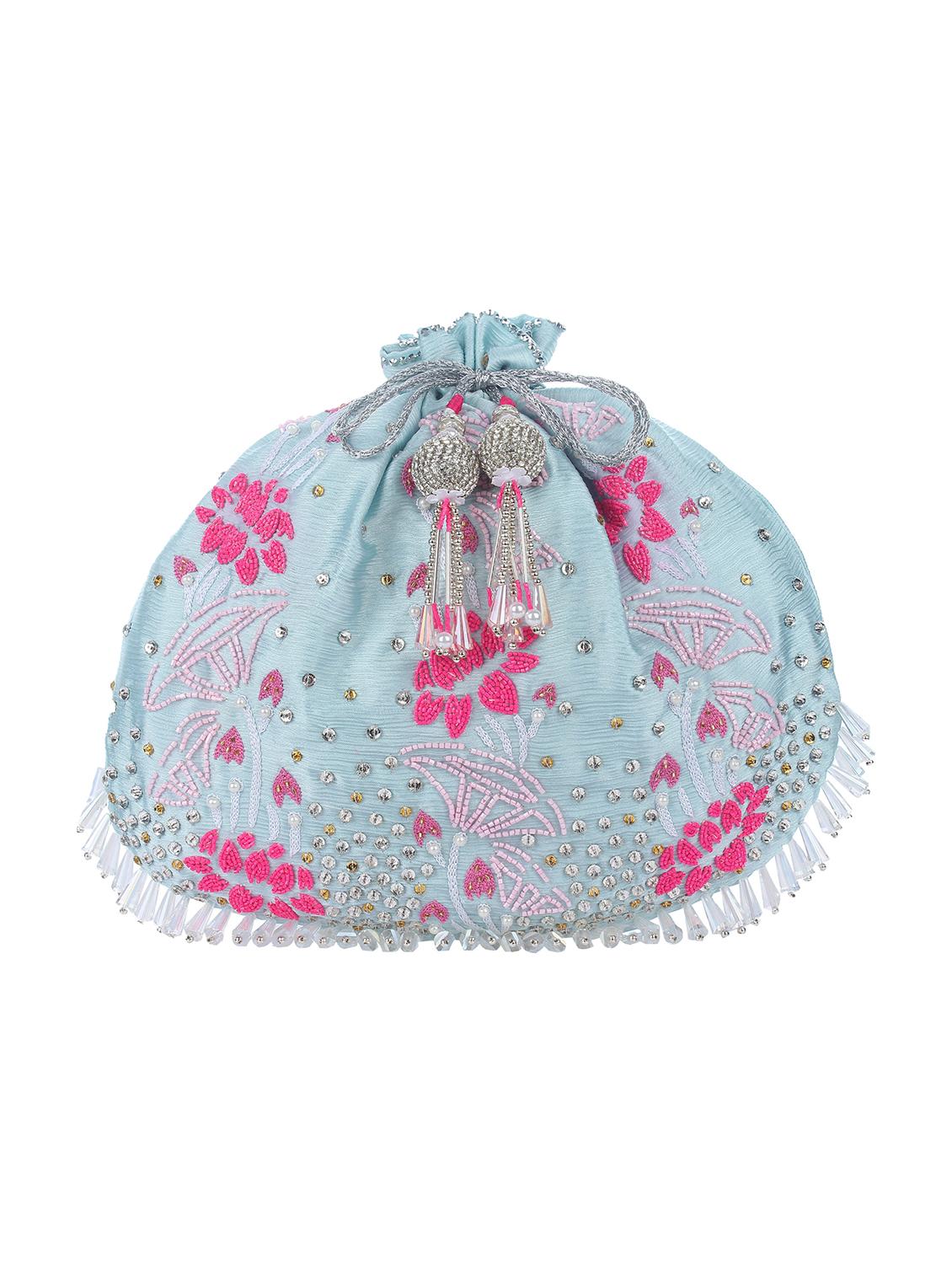 blue silk quirky potli - 16978679 -  Zoom Image - 0