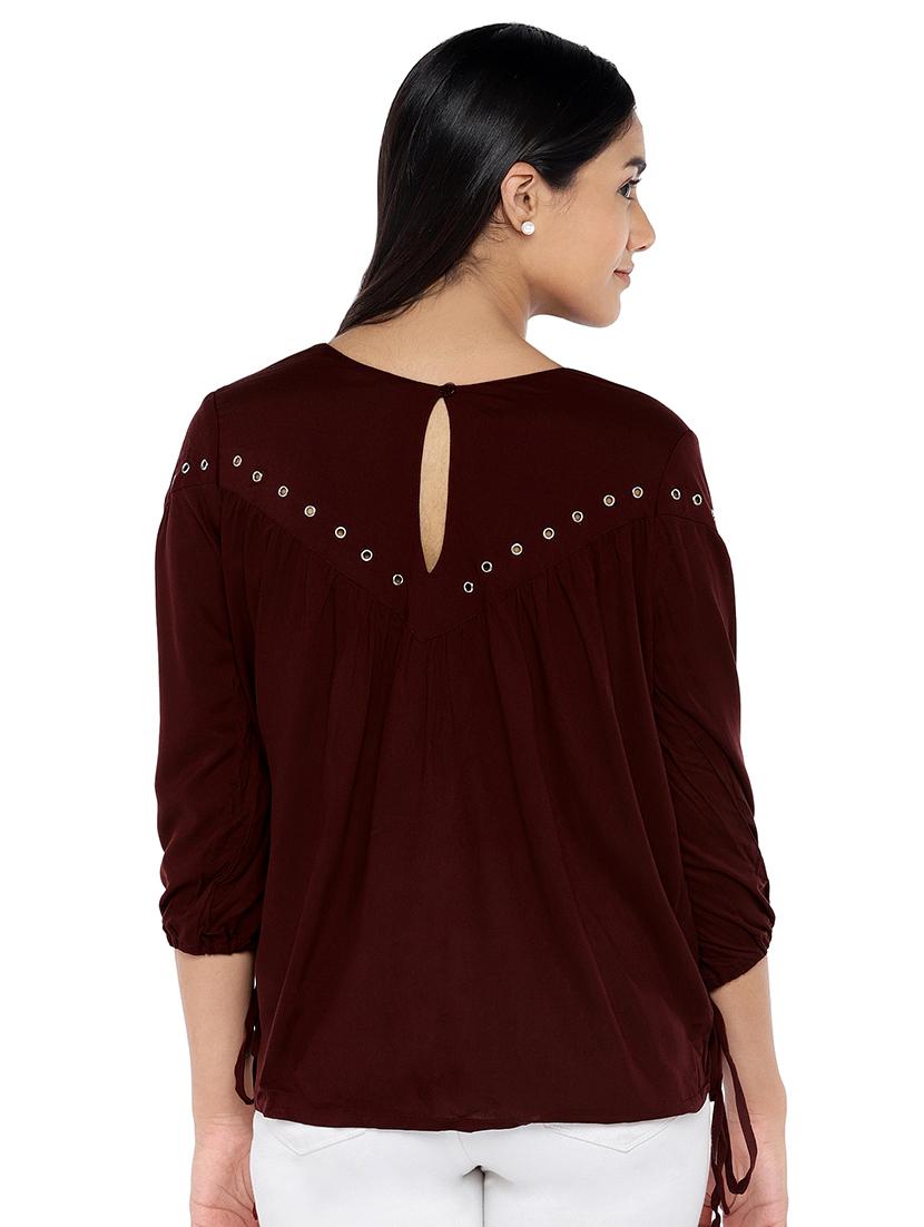 eyelet detail gathered peasant top - 16978958 - Standard Image - 2