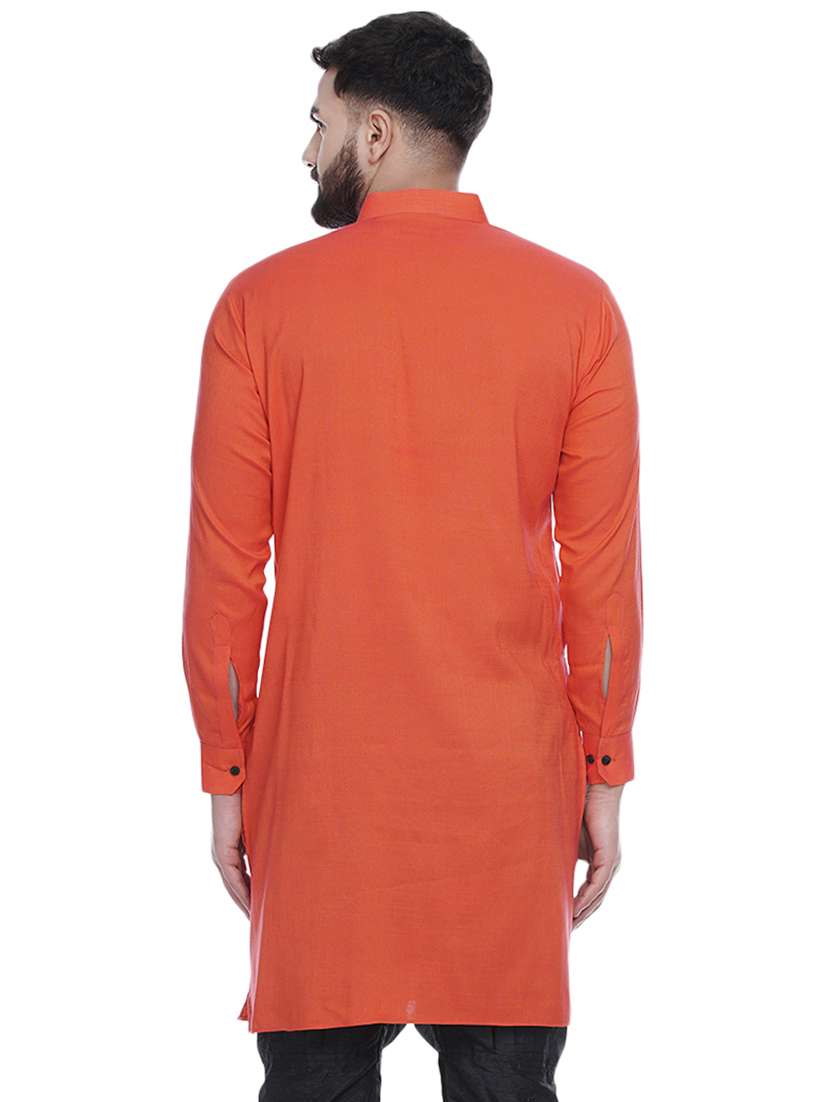orange solid rayon medium length kurta - 16979454 - Standard Image - 2