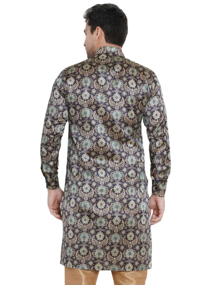 blue printed silk blend medium length kurta - 16979459 -  Standard Image - 2