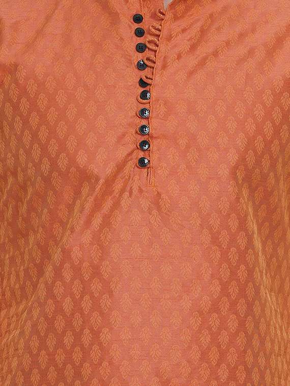 Men Self Design Mandarin Neck Long Kurta