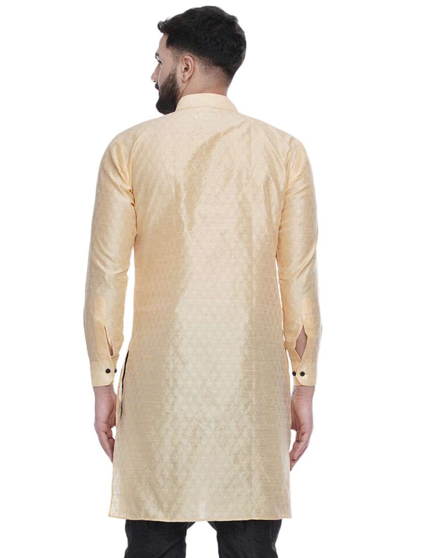 cream jacquard silk blend kurta - 16979469 -  Standard Image - 2