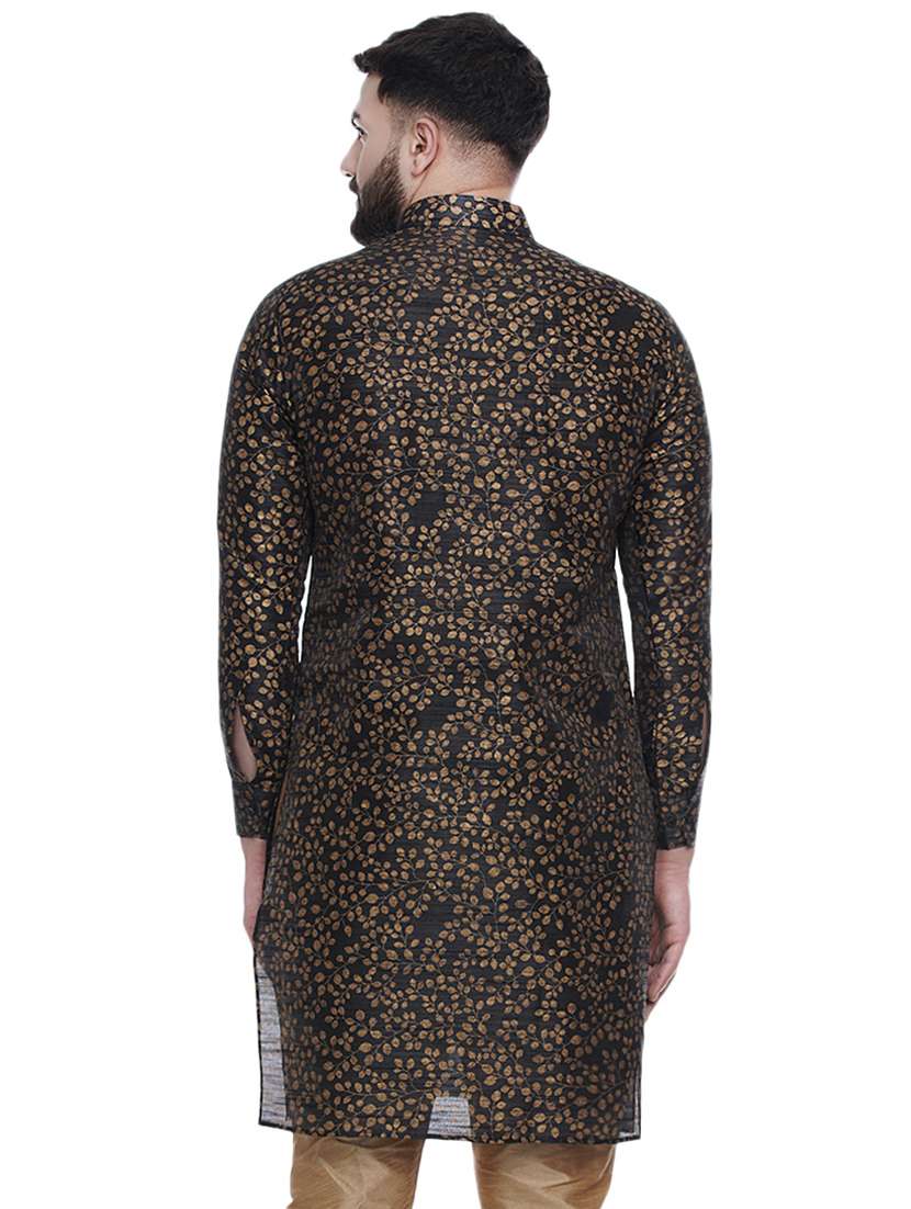 black printed silk medium kurta - 16979481 -  Standard Image - 2