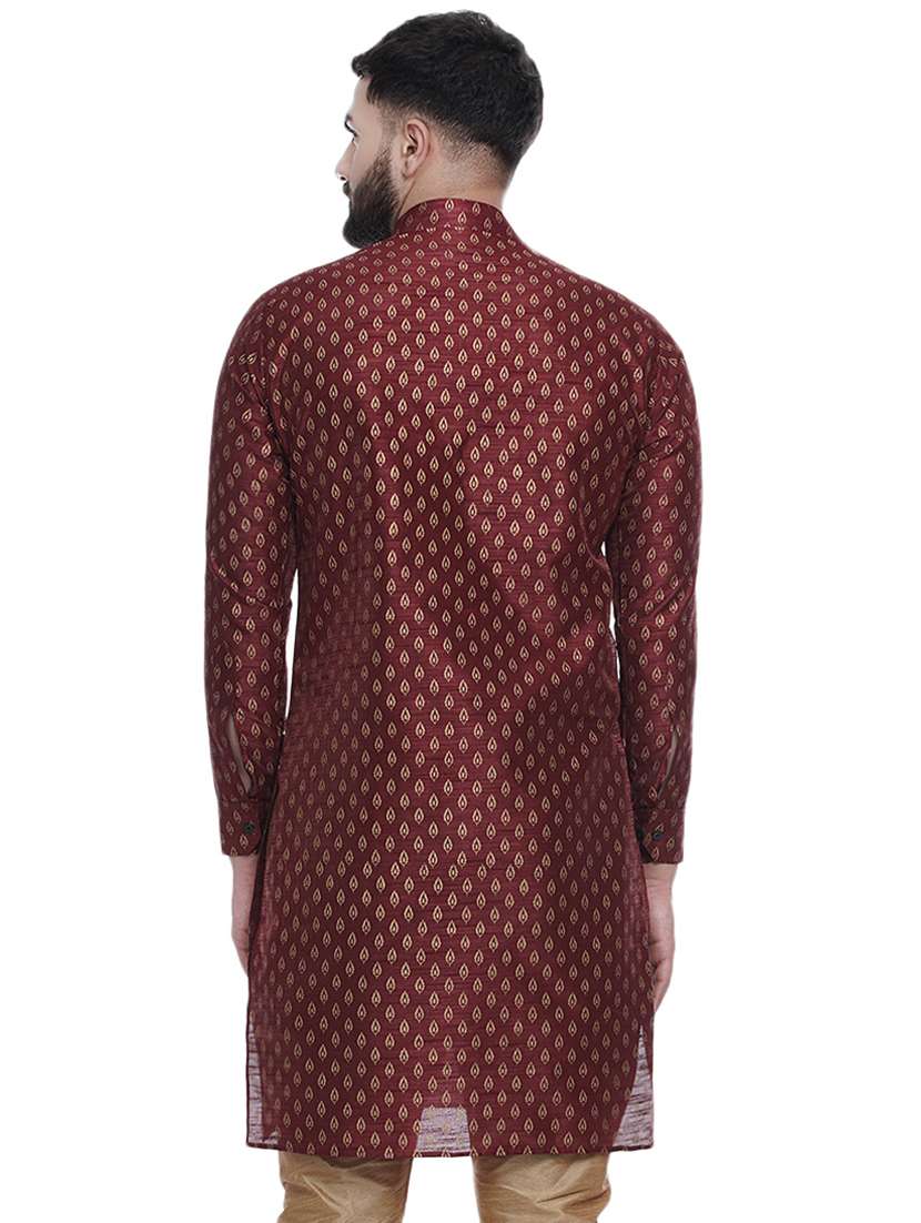 red printed silk blend medium length kurta - 16979483 -  Standard Image - 2