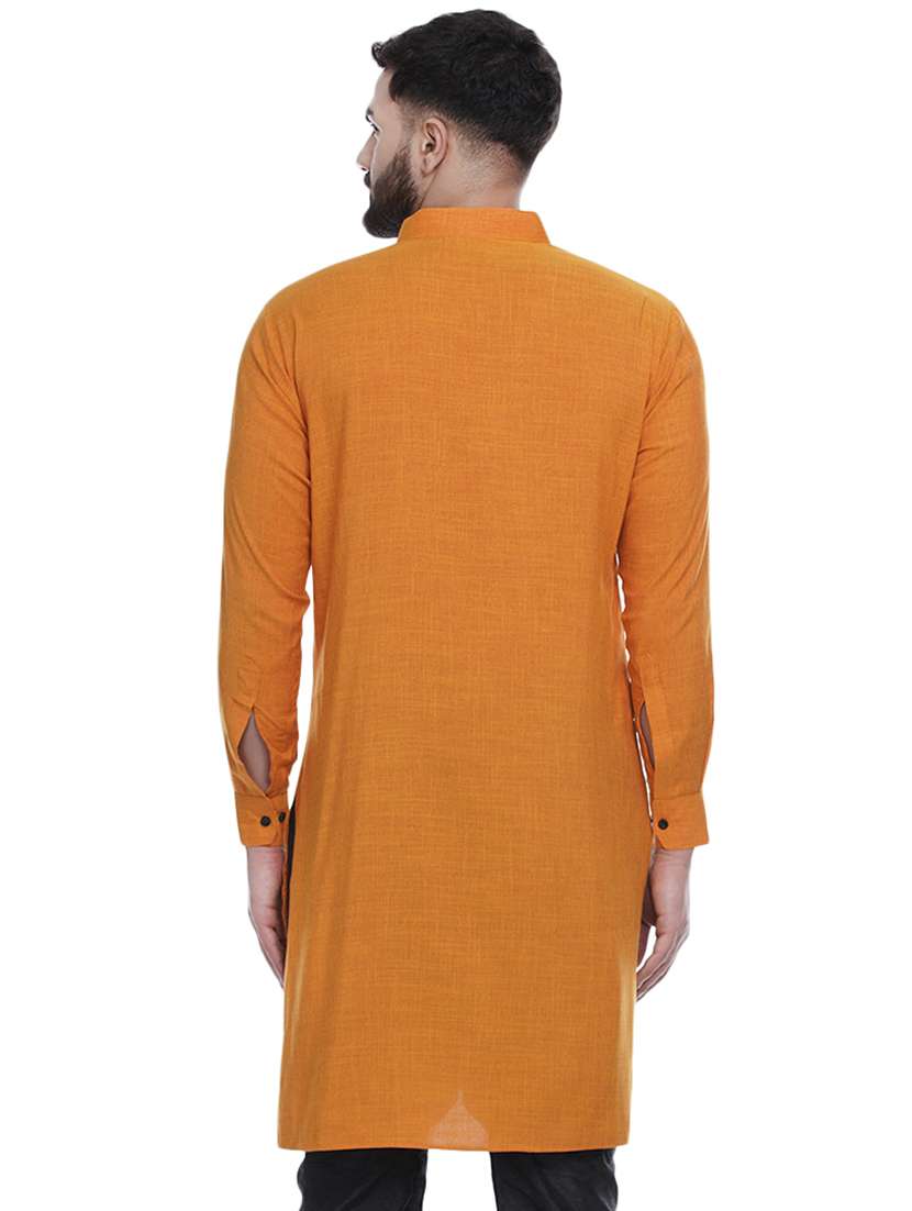 orange solid medium length kurta - 16979488 -  Standard Image - 2
