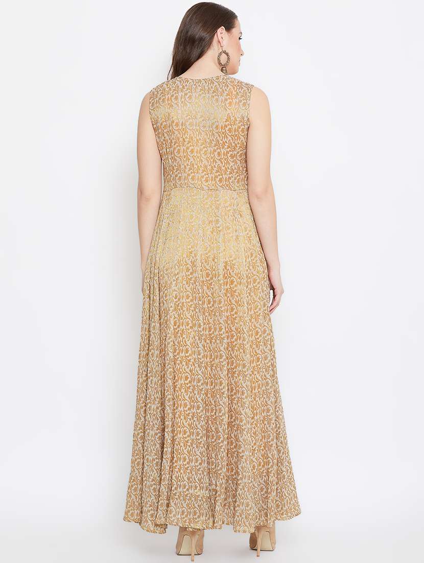 floral jacqaurd layered kurta - 16979566 -  Standard Image - 2