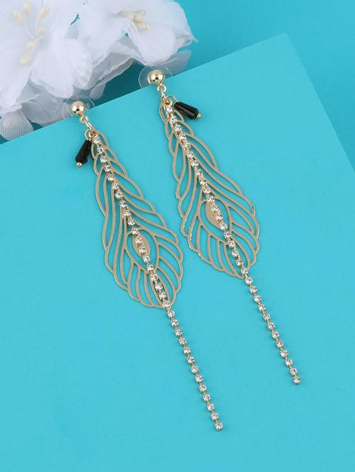 gold metal drop earring - 16979632 - Standard Image - 0