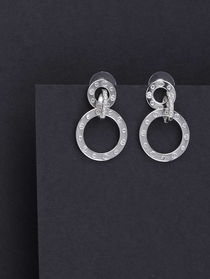 silver metal drop earring - 16979634 - Standard Image - 2