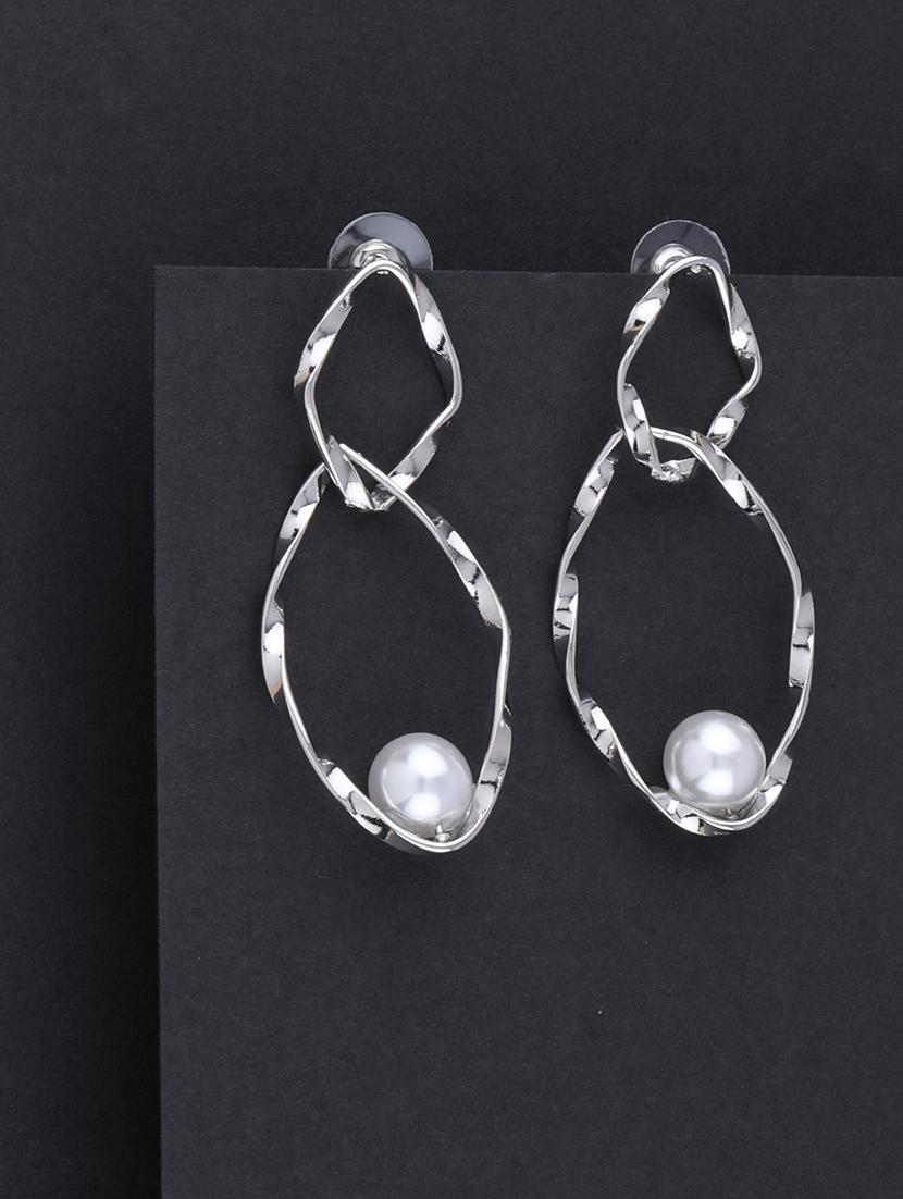 silver metal drop earring - 16979635 - Standard Image - 2